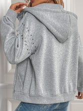 Load image into Gallery viewer, Perfee Rhinestone Zip Up Long Sleeve Hoodie