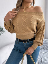 Load image into Gallery viewer, Cable Knit Off-Shoulder Long Sleeve Sweater
