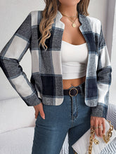 Load image into Gallery viewer, Plaid Open Front Long Sleeve Jacket