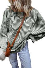 Load image into Gallery viewer, Textured Striped Round Neck Long Sleeve Top