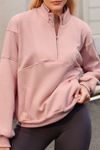 Load image into Gallery viewer, Half Zip Drop Shoulder Long Sleeve Sweatshirt