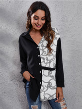 Load image into Gallery viewer, Printed Collared Neck Long Sleeve Shirt
