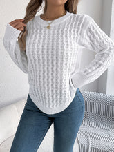 Load image into Gallery viewer, Asymmetric Hem Round Neck Long Sleeve Sweater