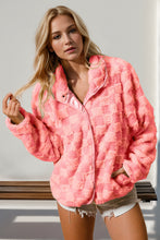 Load image into Gallery viewer, Double Take Checkered Long Sleeve Fuzzy Jacket