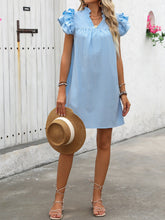 Load image into Gallery viewer, Ruffled Notched Cap Sleeve Mini Dress