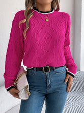Load image into Gallery viewer, Contrast Trim Round Neck Long Sleeve Sweater