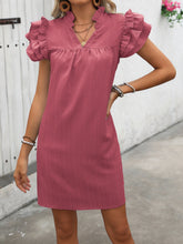 Load image into Gallery viewer, Ruffled Notched Cap Sleeve Mini Dress