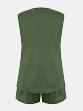 Load image into Gallery viewer, Full Size Waffle-Knit Notched Top and Shorts Set