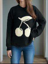 Load image into Gallery viewer, Cherry Round Neck Long Sleeve Sweater