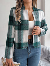 Load image into Gallery viewer, Plaid Open Front Long Sleeve Jacket