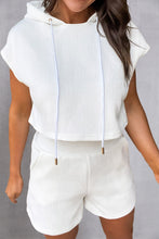 Load image into Gallery viewer, Textured Drawstring Hoodie and Shorts Set