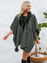 Load image into Gallery viewer, Fuzzy Trim Open Front Poncho