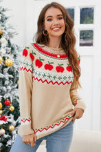 Load image into Gallery viewer, Angel Wings Apples Graphic Round Neck Long Sleeve Sweater