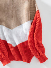 Load image into Gallery viewer, Contrast Round Neck Long Sleeve Sweater