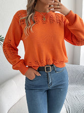 Load image into Gallery viewer, Openwork Round Neck Long Sleeve Sweater