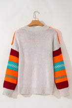 Load image into Gallery viewer, Contrast Striped Round Neck Long Sleeve Sweater