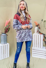 Load image into Gallery viewer, And The Why Printed Half Zip Up Long Sleeve Hoodie
