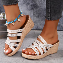 Load image into Gallery viewer, PU Leather Crisscross Wedge Sandals