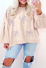 Load image into Gallery viewer, Bow Round Neck Long Sleeve Sweatshirt