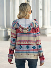 Load image into Gallery viewer, Geometric Zip Up Long Sleeve Hooded Jacket