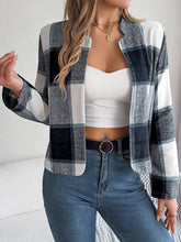 Load image into Gallery viewer, Plaid Open Front Long Sleeve Jacket