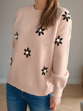 Load image into Gallery viewer, Flower Round Neck Raglan Sleeve Sweater