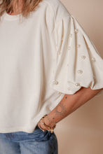 Load image into Gallery viewer, Pearl Detail Round Neck Half Sleeve Blouse