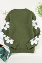 Load image into Gallery viewer, Flower Round Neck Long Sleeve Sweater