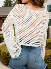 Load image into Gallery viewer, Openwork Round Neck Long Sleeve Cover Up