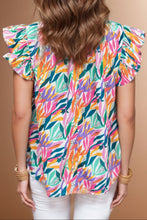 Load image into Gallery viewer, Printed Round Neck Cap Sleeve Blouse