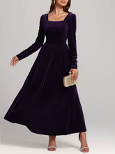 Load image into Gallery viewer, Velvet Square Neck Long Sleeve Dress