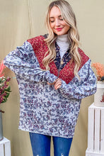 Load image into Gallery viewer, And The Why Printed Half Zip Up Long Sleeve Hoodie