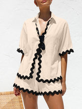 Load image into Gallery viewer, Contrast Trim Half Sleeve Top and Shorts Set