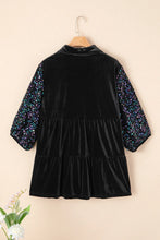Load image into Gallery viewer, Sequin Collared Neck Three-Quarter Sleeve Oversize Shirt