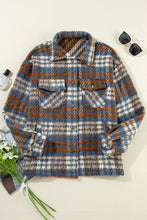 Load image into Gallery viewer, Plaid Collared Neck Jacket with Chest Pockets
