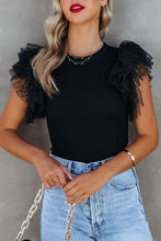 Load image into Gallery viewer, Ruffled Round Neck Cap Sleeve Blouse