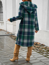 Load image into Gallery viewer, Plaid Long Sleeve Hooded Coat