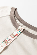 Load image into Gallery viewer, Floral Half Button Long Sleeve T-Shirt