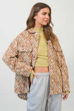 Load image into Gallery viewer, HYFVE Zebra Print Snap Down Long Sleeve Shacket