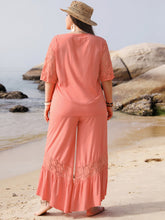 Load image into Gallery viewer, Plus Size Button Up Half Sleeve Top and Pants Set