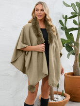 Load image into Gallery viewer, Fuzzy Trim Open Front Poncho
