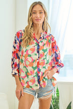 Load image into Gallery viewer, First Love Full Size Floral Button Down Satin Shirt