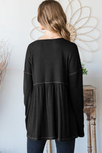 Load image into Gallery viewer, Heimish Full Size V-Neck Long Sleeve Ribbed Babydoll Top