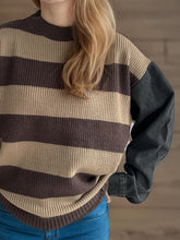 Load image into Gallery viewer, Contrast Round Neck Long Sleeve Sweater