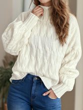 Load image into Gallery viewer, Cable-Knit Turtleneck Long Sleeve Sweater