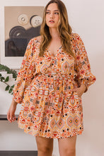 Load image into Gallery viewer, ODDI Full Size Printed Ruff Sleeve Romper with Pockets