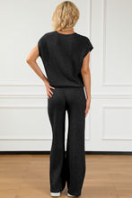 Load image into Gallery viewer, Pocketed V-Neck Top and Wide Leg Sweater Set