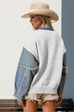 Load image into Gallery viewer, Double Take Full Size Star Pattern Raw Edge Denim Sleeve Sweater