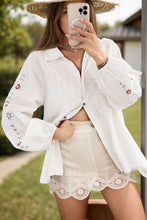 Load image into Gallery viewer, Eyelet Collared Neck Long Sleeve Shirt