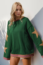 Load image into Gallery viewer, Double Take Star Patched Long Sleeve Sweatshirt